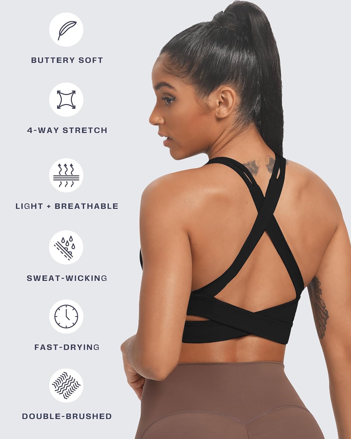 Aoxjox Women's Workout Sports Bras Fitness Trainning Infinity Gym Bra Yoga Crop Tank