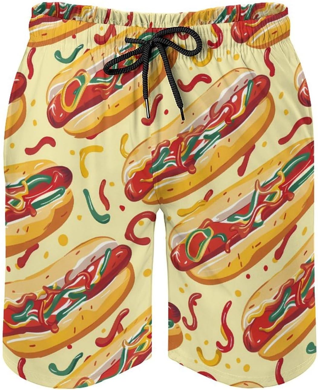 Hot Dog Casual Men's Swim Trunks Novelty Summer Beach Shorts Swimwear with Pocket