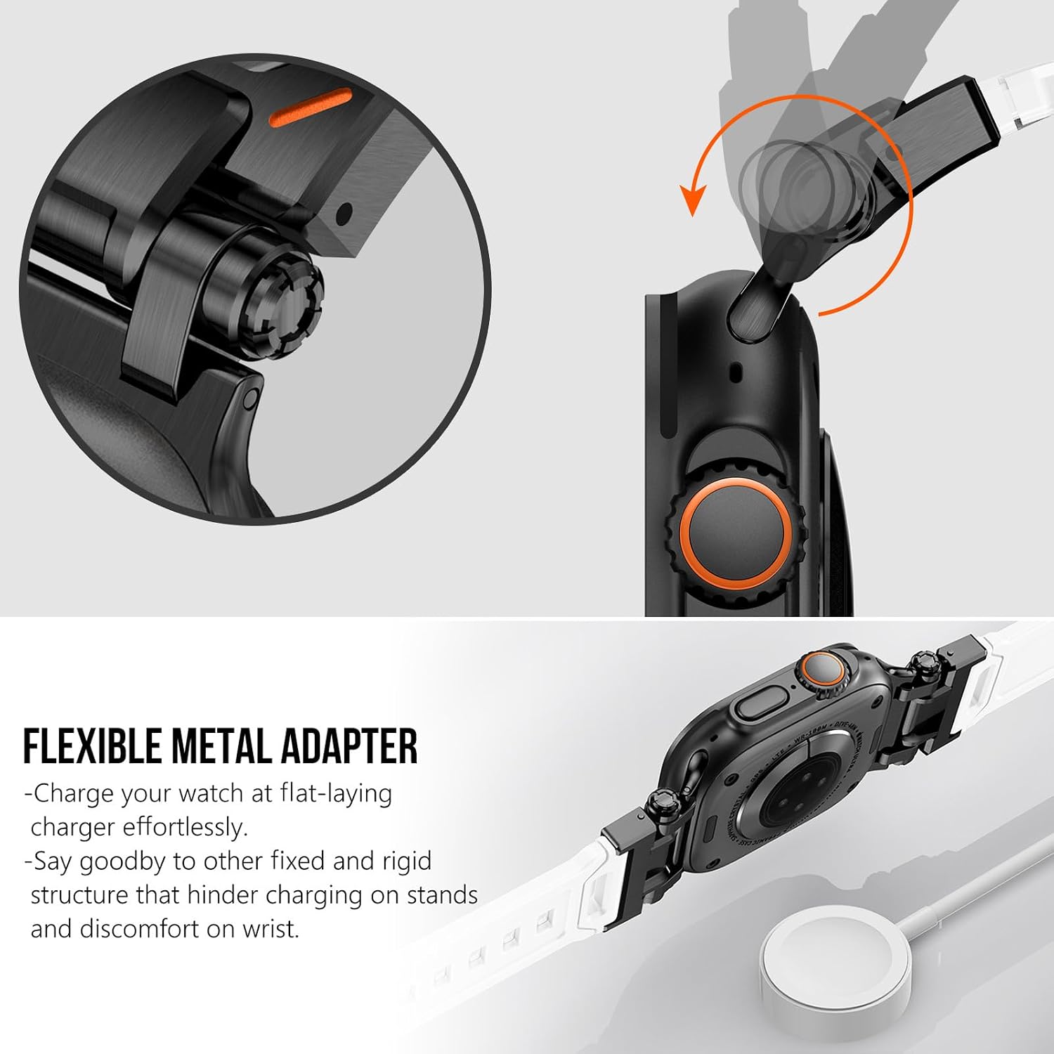 KADES Rugged TPU Sport Band for Apple Watch Ultra 3/2/1 49mm, Metal Connectors for Apple Watch Series 11/10/SE3 46mm Series 9/8/SE2/7/6/SE/5/4/3/2/1 45mm/44mm/42mm