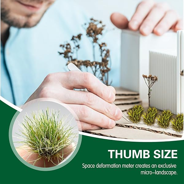RHQFDM 120 Pflanzen Modellbau Gras Static Grass Tufts Statische Grasbüschel Modellbau Miniatur Deko Modellbau FüR DIY Eisenbahn Zug Landschaft Kunstrasen Miniatur Gras Deko(Kleine Graslandschaft 3#) - 4