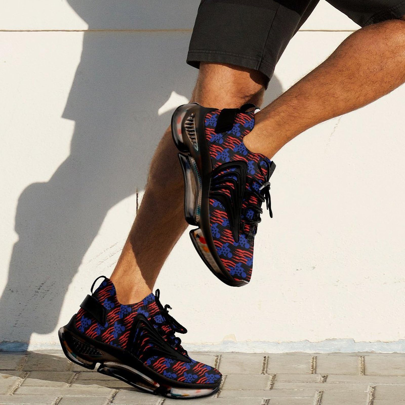 Tenis deportivos de motocross para hombre, con la bandera de Estados Unidos, para correr | Moda Deportiva Atlética Fitness Transpirable Ligero Cómodo Exterior