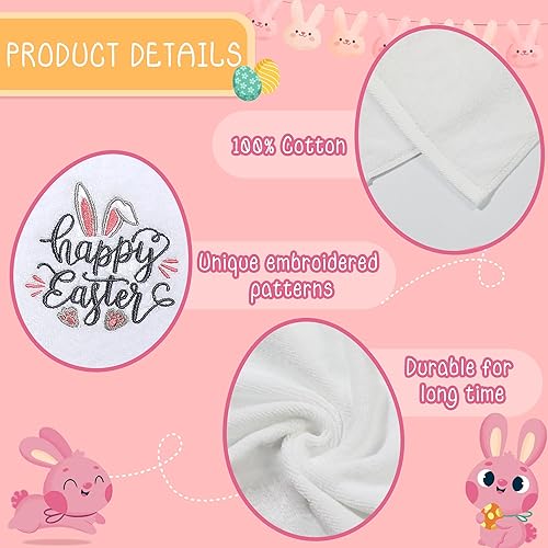 Miniatura 4 de Juego de 2 toallas de mano irlandesas del Día de San Patricio, 100 % algodón, bordadas, gnomo verde, trébol, juego de 2 toallas decorativas para