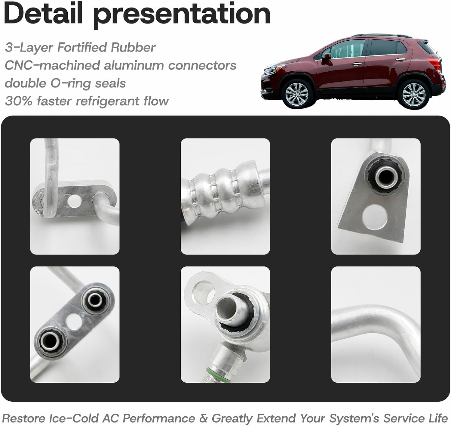 A/C Air Condenser Hose Pipe Assembly Air Conditioning Pipe Direct Fit for Buick Encore 1.4L 2013-2015 Chevy Trax 1.4L 2015-2020 Replace 42366105 42588256 95376436 95080777