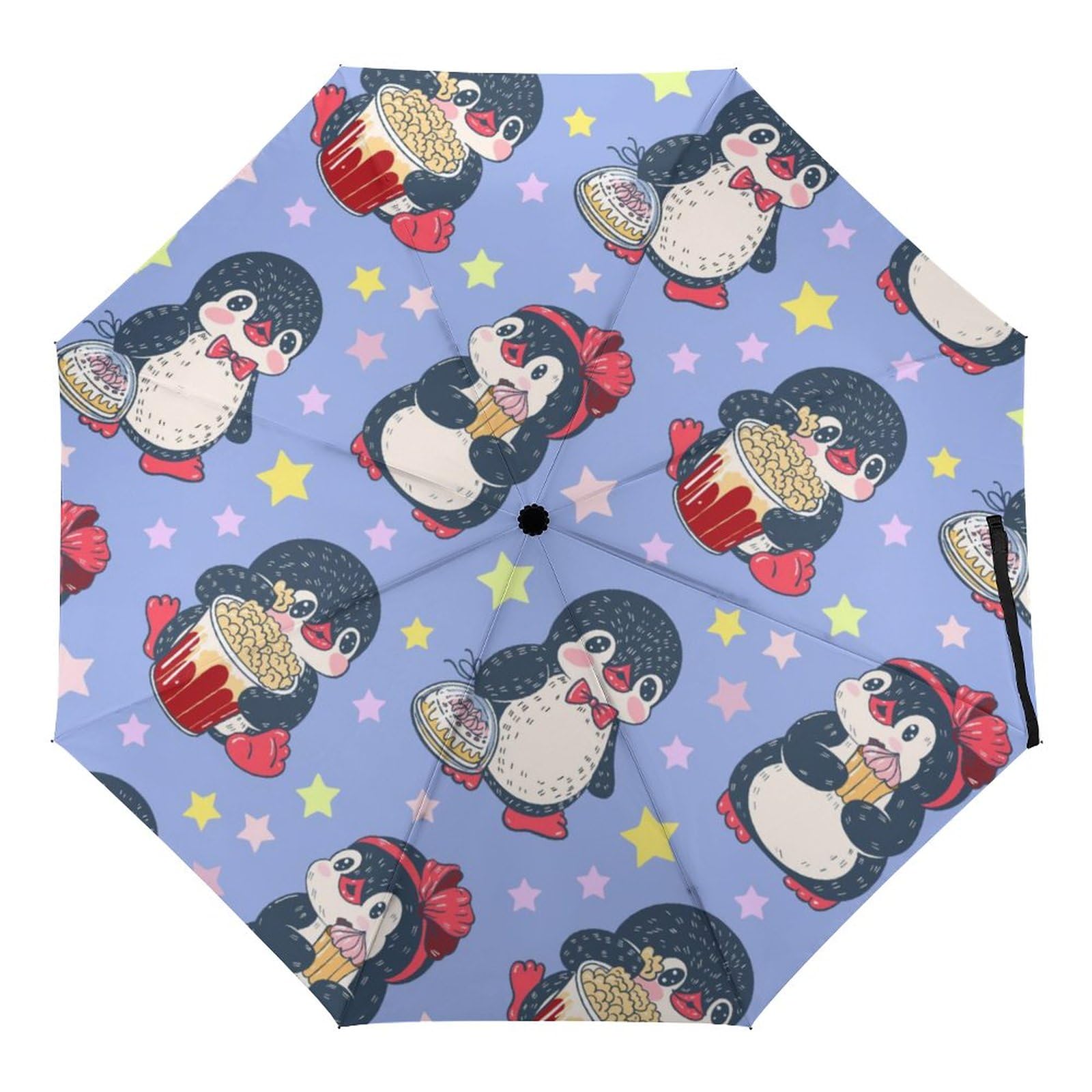 Orenz Multi4 Automatic Umbrella Penguins Pattern Folding Umbrellas Light Windproof Umbrellas Portable Travel Umbrella