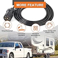 Vista 7 de Gilardino Enchufe de remolque de 7 vías, arnés de cableado de remolque de 7 pines, cable adaptador de remolque de 7 cables de 8 pies para RV