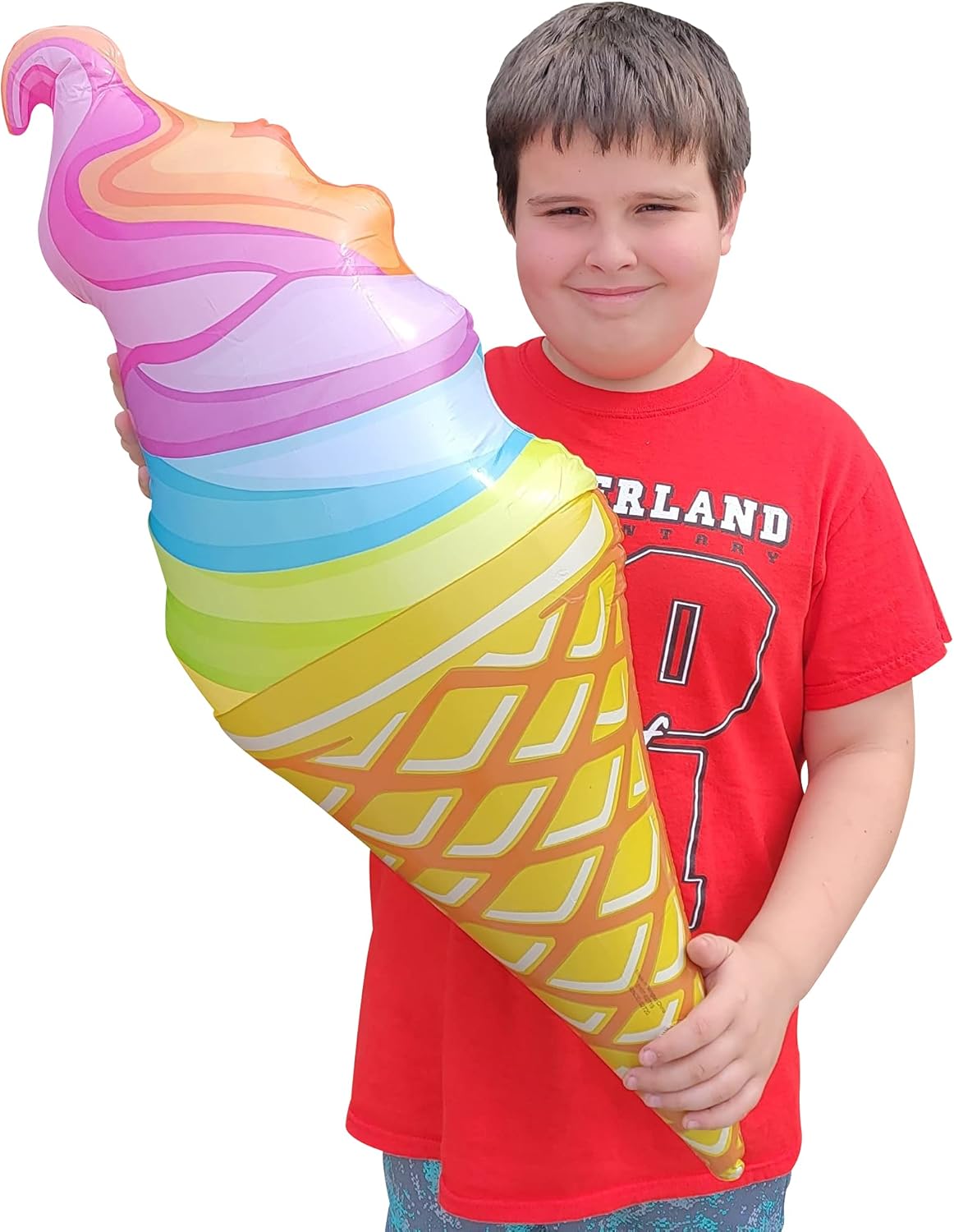 Rainbow Ice Cream Cone Inflates (33") Vinyl. (12 Pack) Colorful Large Huge Soft Ice Cream Swirl Display Decor Balloon