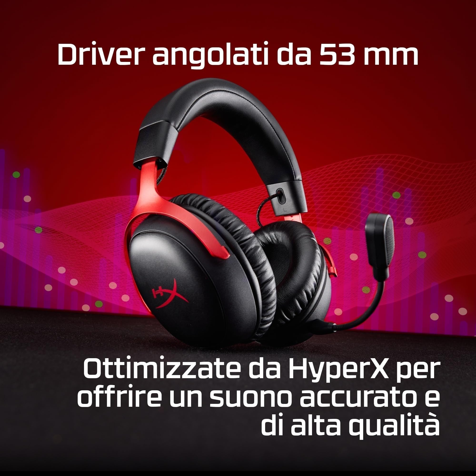 HyperX Cloud III S Wireless, Cuffie Bluetooth, Audio 3D, Microfono Noise-Cancelling, Fino a 200 ore di Autonomia, Dongle USB-C, Compatibili con PC, PS5, Nintendo Switch, Nero