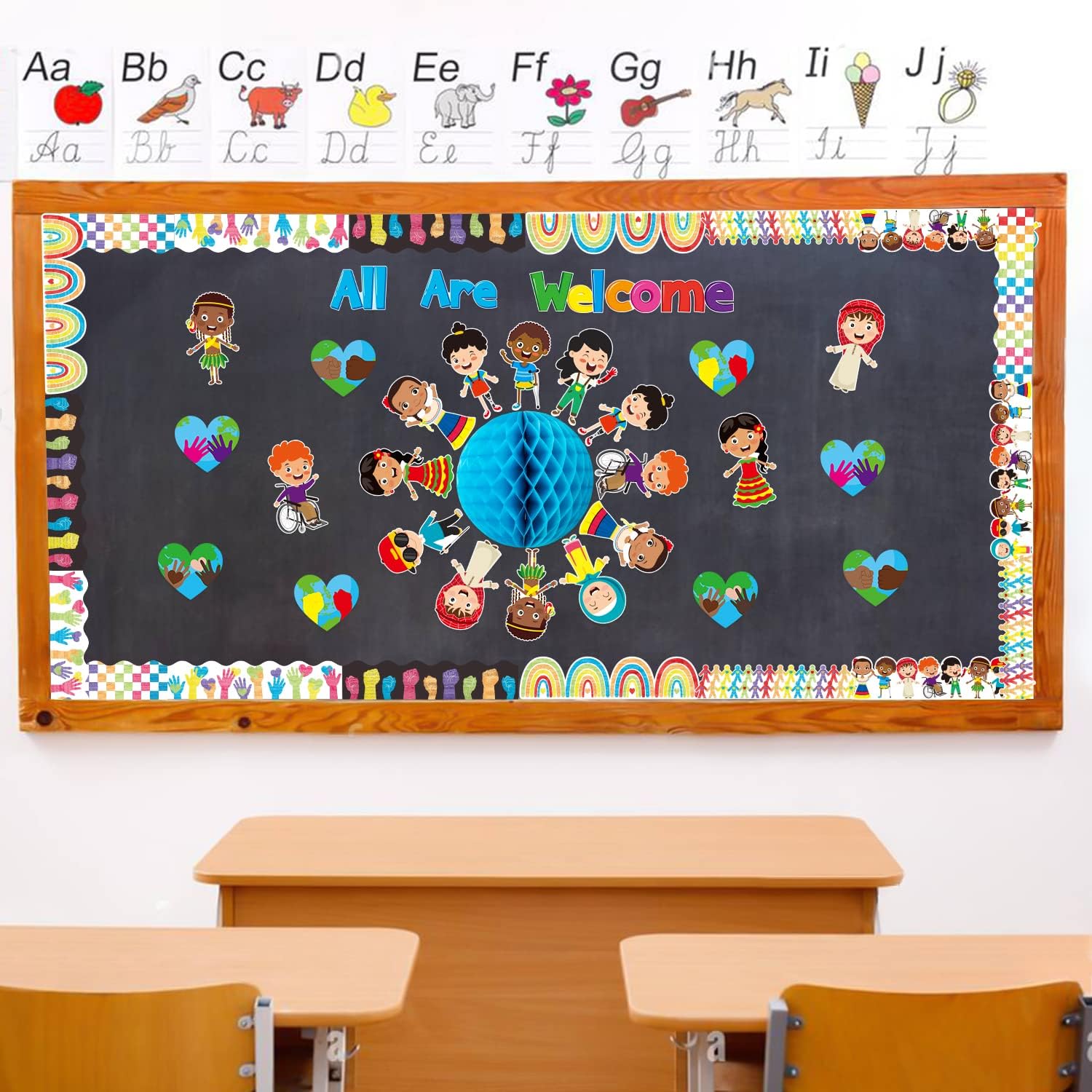 BeYumi 84Pcs Diversity Equality Bulletin Board Borders All are Welcome Diverse Students Border Trims Watercolor Equality Inclusive Back to School Classroom Chalkboard Wall Decor for Teacher Elementary