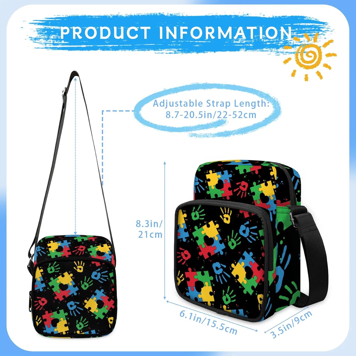 Kids Crossbody Bag Boys Girls Lightweight Messenger Bag Shoulder Sling for Work Outdoor Travel Camp Picnic Hiking
