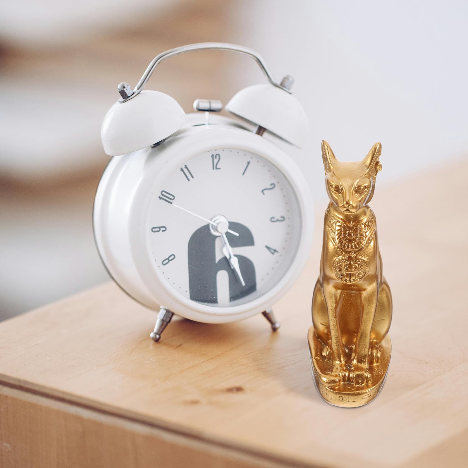 Estatua Decorativa Diseño Elegante y Estilo Creativo de Resina Dorada de Gato Egipcio para Decoración del Hogar y Dormitorio