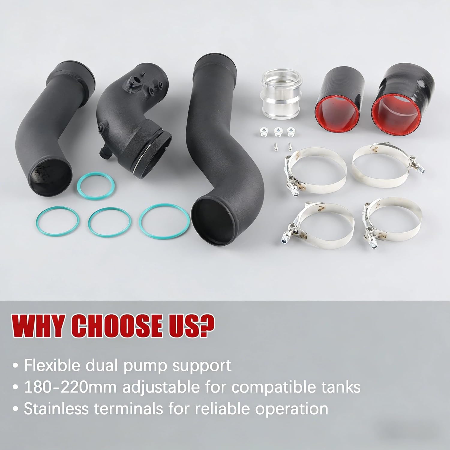 Turbo Charge Intake Pipe Kit Fit for 2012-2018 BMW 128i / 228i / 320i / 328i N20 / N26 2.0L Turbo 2013-2016 BMW 420i / 428i N20 / N26 2.0L, Made of Aluminum