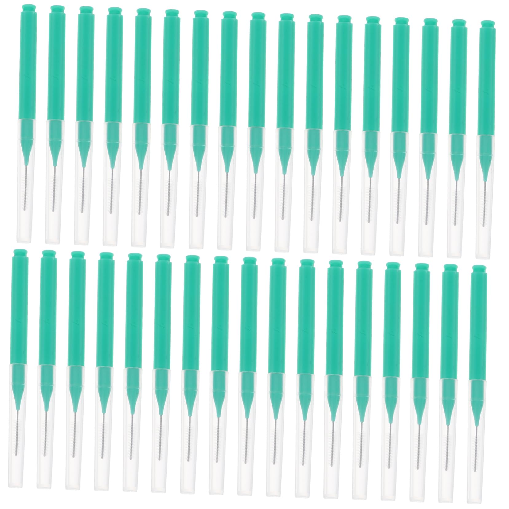 MUCKLILY 100pcs Interdental Brush Interproximal Brush Between Teeth Brush Tooth Cleaning Tool Tooth Cleaning Brush Toothpick Brush Flossers Picks for Braces Green Stainless Steel 304