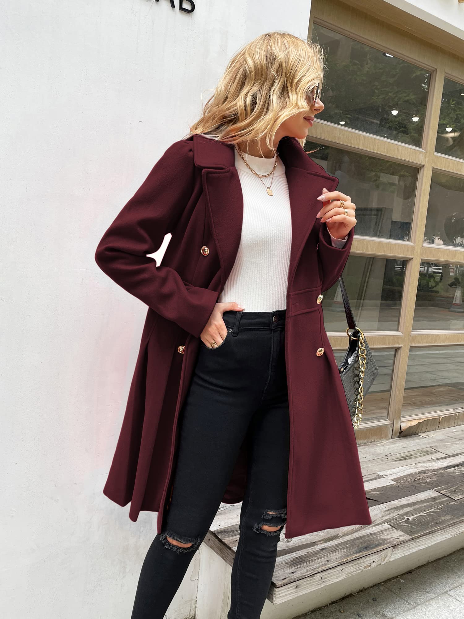 GRACE KARIN Abrigo Doble Botonadura Para Mujer Elegante Coat Lana Elegante Trench