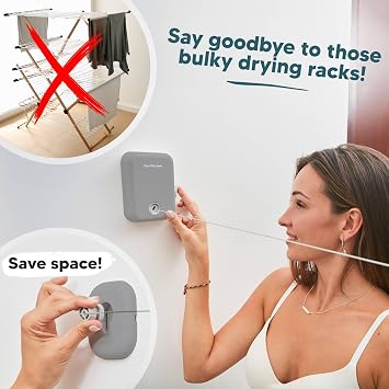 Retractable Clothesline - Indoor Outdoor Wall Mounted Clothes Line