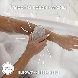 Silver Infused Exfoliating Body Scrubber - Textured Back Scrubber Shower Brush - Avilana Advanced Material Bath Tool Dual Sided - Gentle Smoothing Rough Skin - Premium Gift Women Men