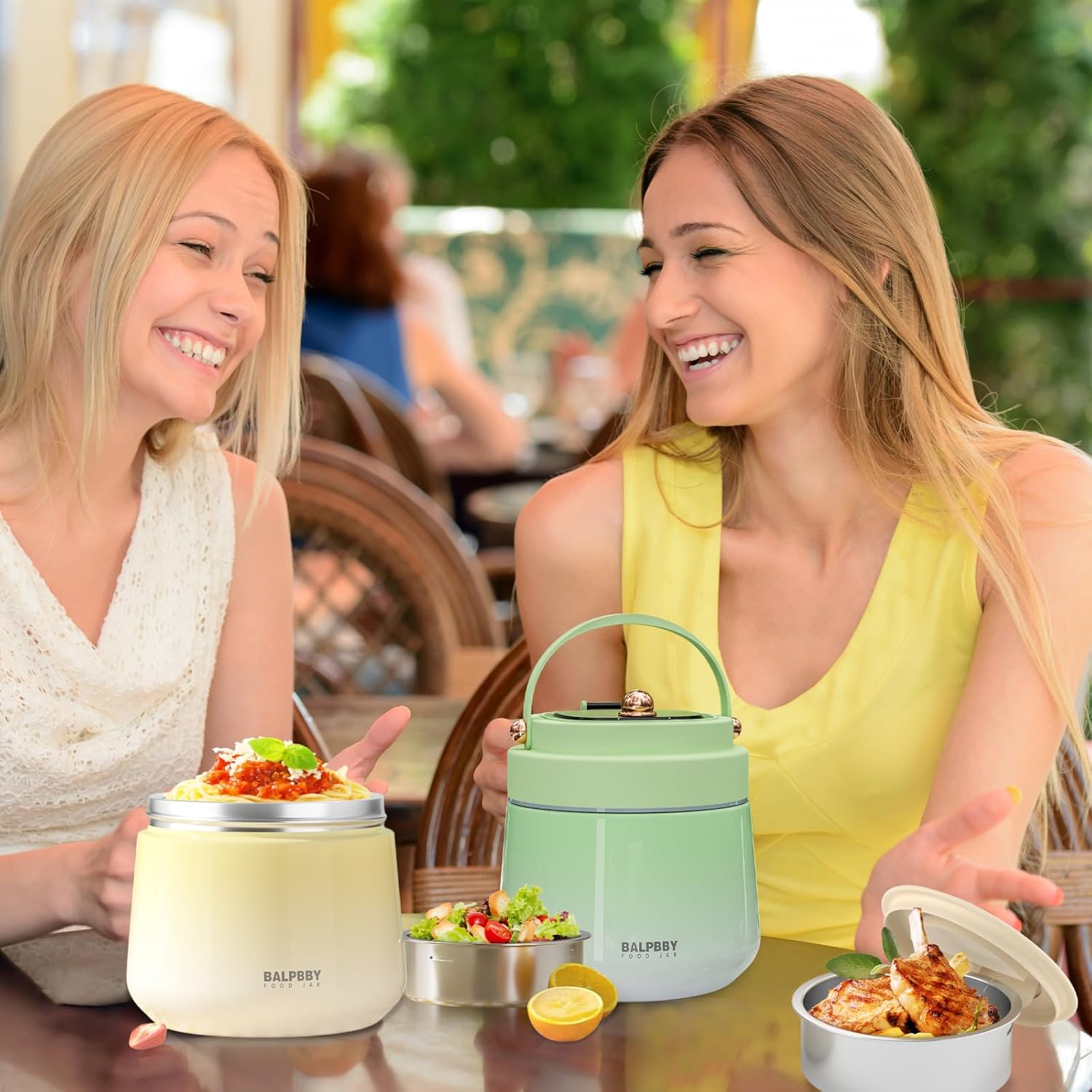 thermo for hot food adults 40oz soup thermo lunch containers wide mouth vacuum insulated food jar stainless steel leakproof lunch box with spoon and fork, keeps food warm, ideal gift for women yellow white