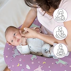 Little Grape Land Nursing Pillow for Infants, Breastfeeding Pillows, Baby Support Pillow for Nursing, Bottle Feeding, Tummy Time with Machine Washable Cover & Breathable Filling, Unicorn