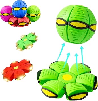 Kick Ball Bouncing UFO Magic Ball Convertible Fashionable Educational Toy for Kids Lightweight Anti-fall Frisbee Toy Ball for Kids Adults Children Outdoor Garden Game Green No Light