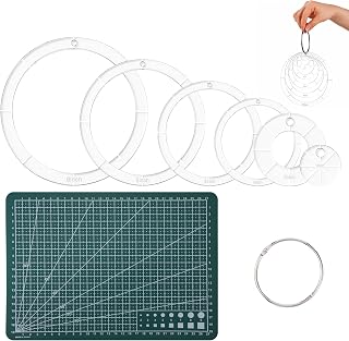 6 PCS Clear Acrylic Circle Template Set 1/2/3/4/5/6 Inch Quilting Templates Circle Stencil Ruler with Binder Hinged Rings for Patchwork DIY Crafts Decoration Scrapbooking