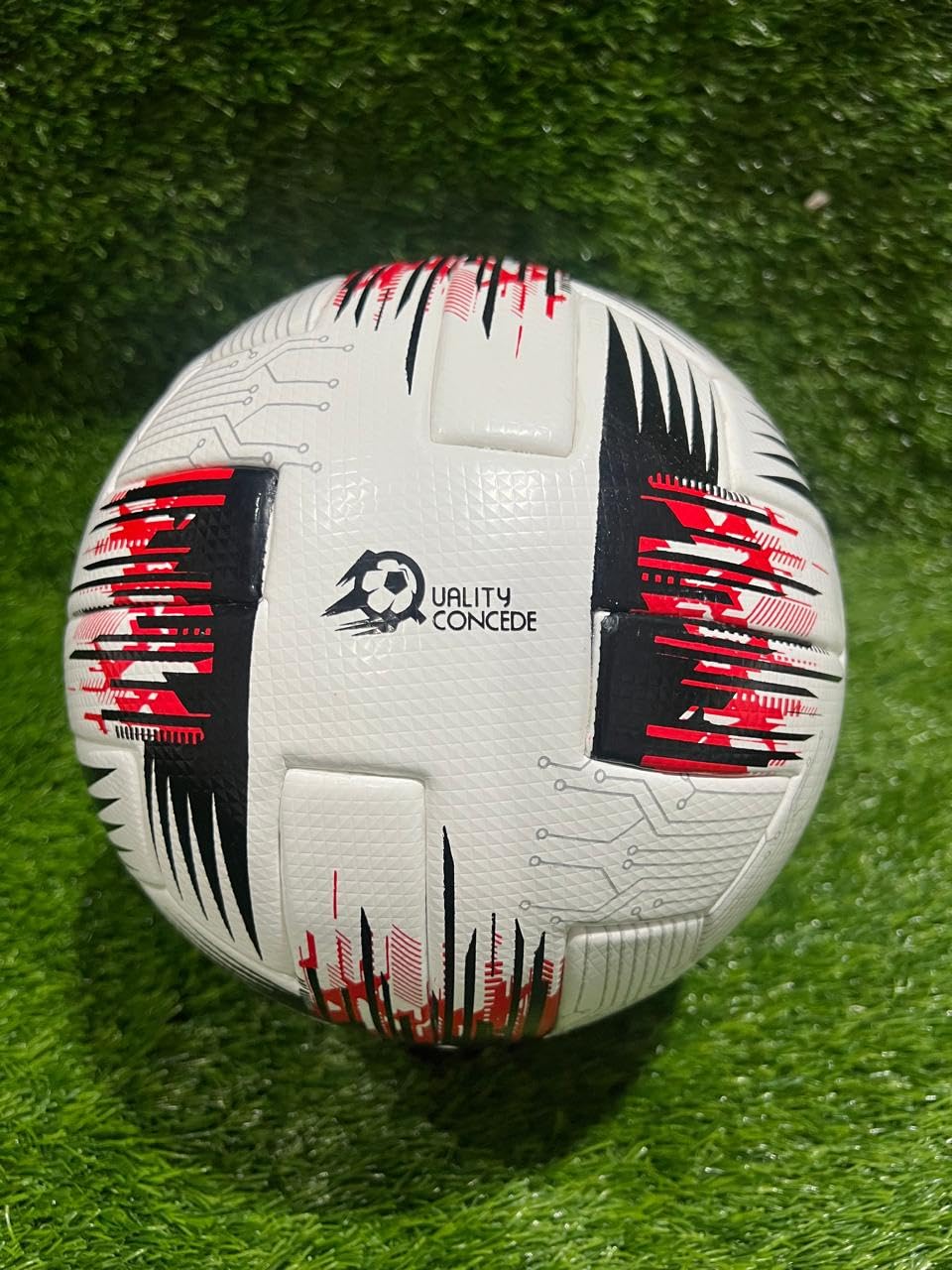Pallone da calcio professionale, misura 5, termosaldato, in PU, Prisma goffrato, 6 pannelli, colore rosso e nero su bianco, palla ufficiale per adulti e ragazzi