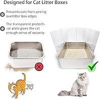 Vista 4 de 9 protectores para orina de caja de arena para gatos, transparente, fácil de limpiar, protector contra salpicaduras para bandeja de arena abierta