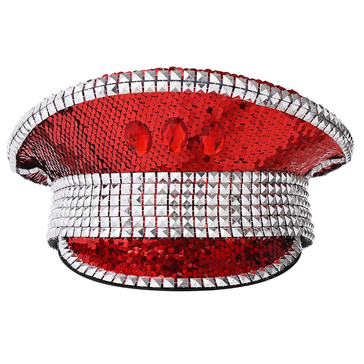 COSDREAMER Women's Burning Man Hat Festival Military Captain Party Hats Red