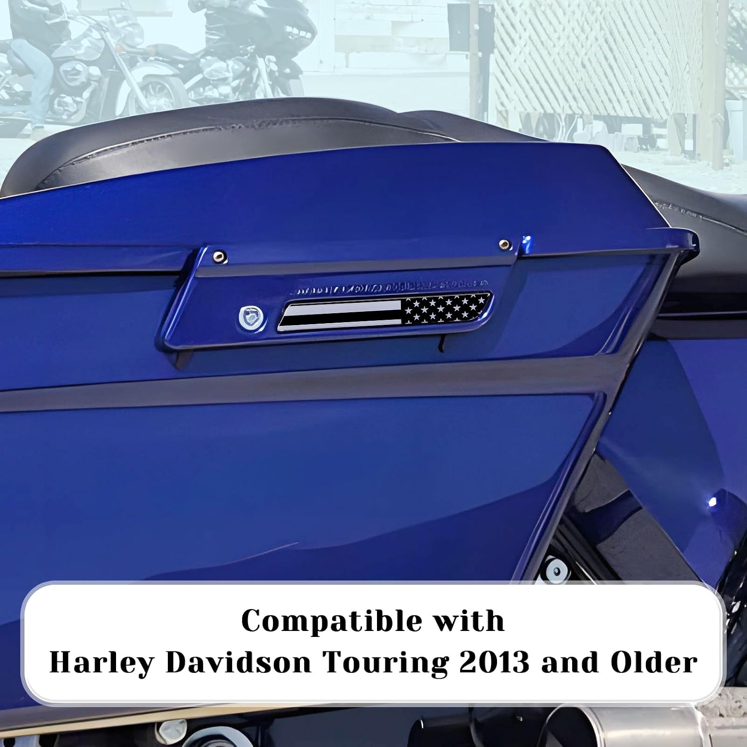 Flag Saddlebag Inserts American US Hard Saddle Bag Latch Cover Fits Harley Davidson Touring/Street Glides/Road Glides 2013 and Older Exterior Accessories