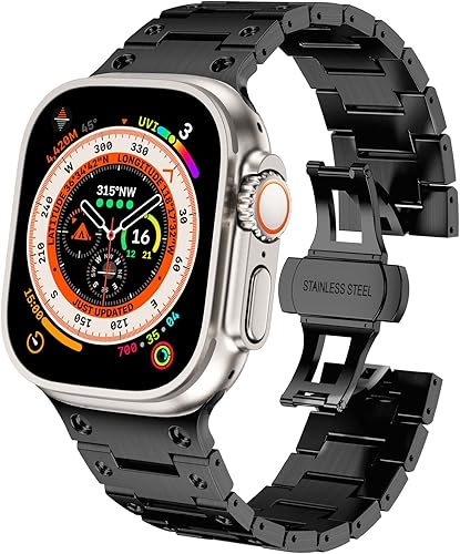 WINGLE Correas de acero inoxidable para Apple Watch Band Ultra 321 Band 1.929 in Series 1110 1.811 in 1.772 in 1.732 in 1.654 in SE 321 9 8 7 6 5 4