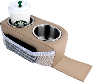 Pontoon Cup Holder,Boat Seat Cup Holder,Double Drink Holder,Portable Cup Beverage Mobile Phone Holders for Pontoon Boat Sofa,RV Couch,Car Back Seat(Khaki)