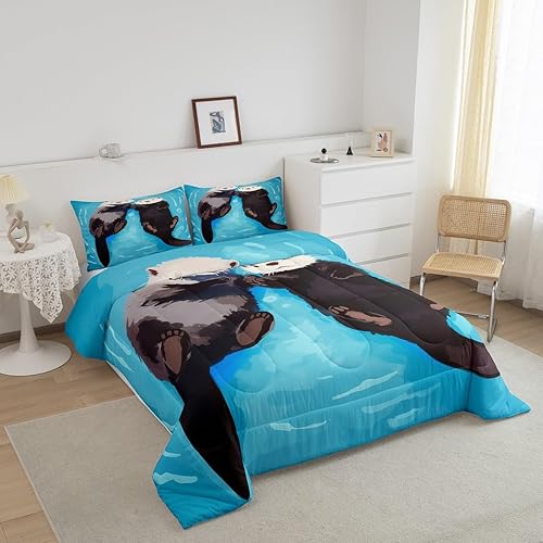 Miniatura 3 de Enhydra Lutris - Juego de edredón de nutria marina para adolescentes, tamaño Queen, lindo juego de ropa de cama de animales marinos para niños y