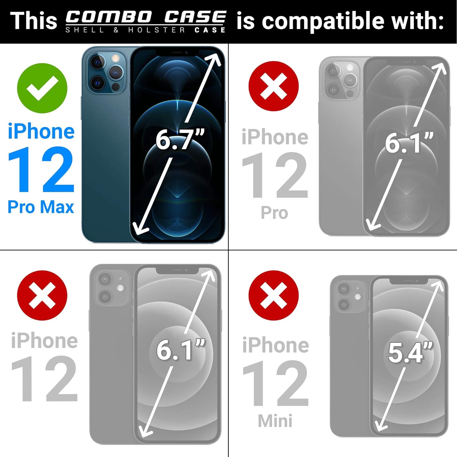 Aduro Combo Case & Holster for iPhone 12 Pro Max, Slim Shell & Swivel Belt Clip Holster, with Built-in Kickstand for Apple iPhone - Image 2