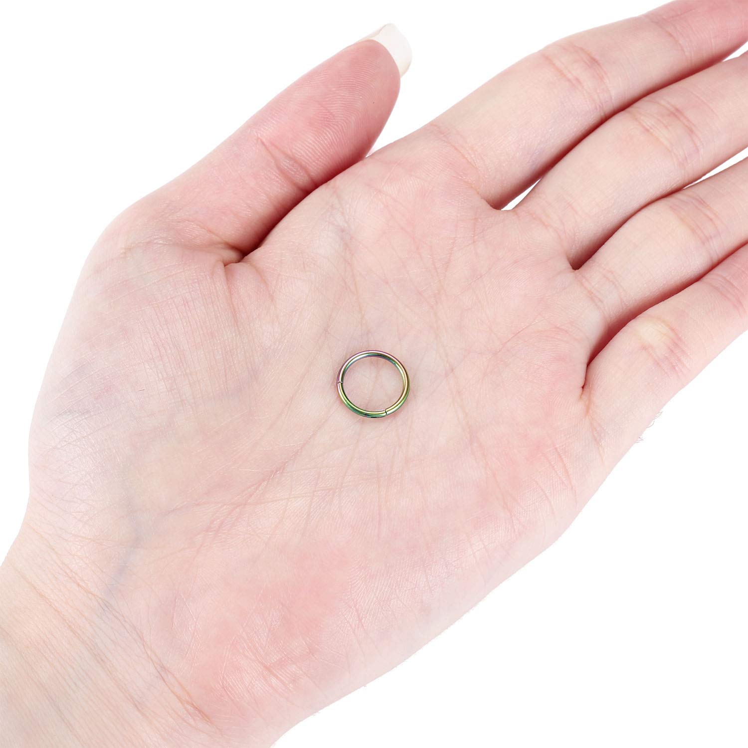 hengkaixuan 2 szt. tytanowe pierścienie do nosa na zawiasach segmentowe pierścienie zatrzaskowe chrząstka helix warga tragus muszla piercing biżuteria śpioszki kolczyki płatek przegrody nosowej