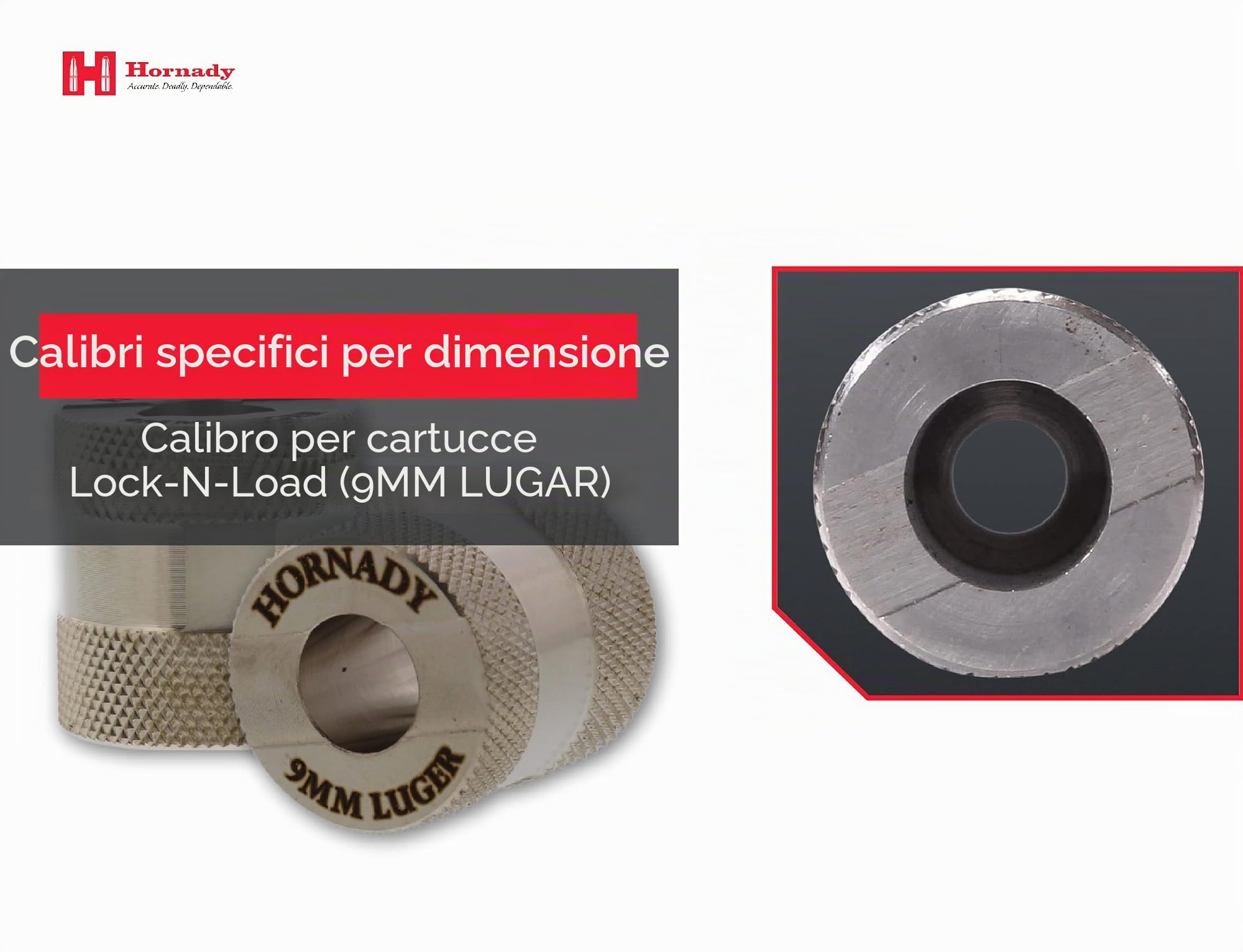 HORNADY Lock-N-Load Cartridge Gauge Calibro Verificatore .355" 9mm Luger #380701