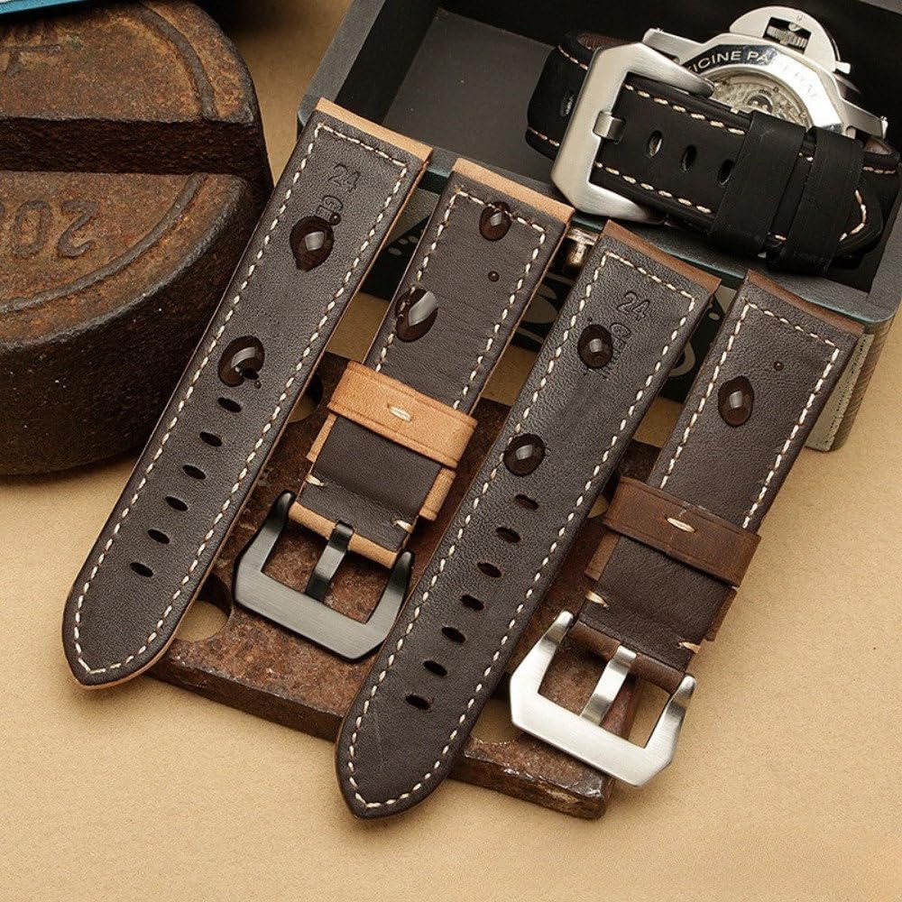 Correa de cuero auténtico, Adecuado for correa de reloj Correa cuero Hombres Mujeres