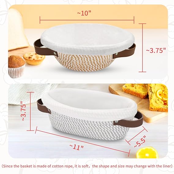 PeacePeo 38pc SOURDOW STARTER KIT Cotton Rope Springton Bread Proofing Basket with SOURDOW STARTER JAR 10 Round & Oval Proof Basket with Liner & Cover for Artisan Baking