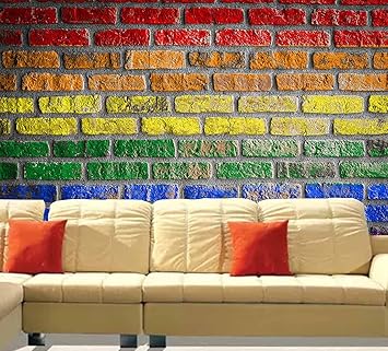 ALL YOUR DESIGN Self Adhesive Brick Design Wallpaper Wall Sticker for Home Decor, Living Room, Bedroom, Hall, Kids Room, Play Room (brick-wallpaper-pt12-02-30sqft)
