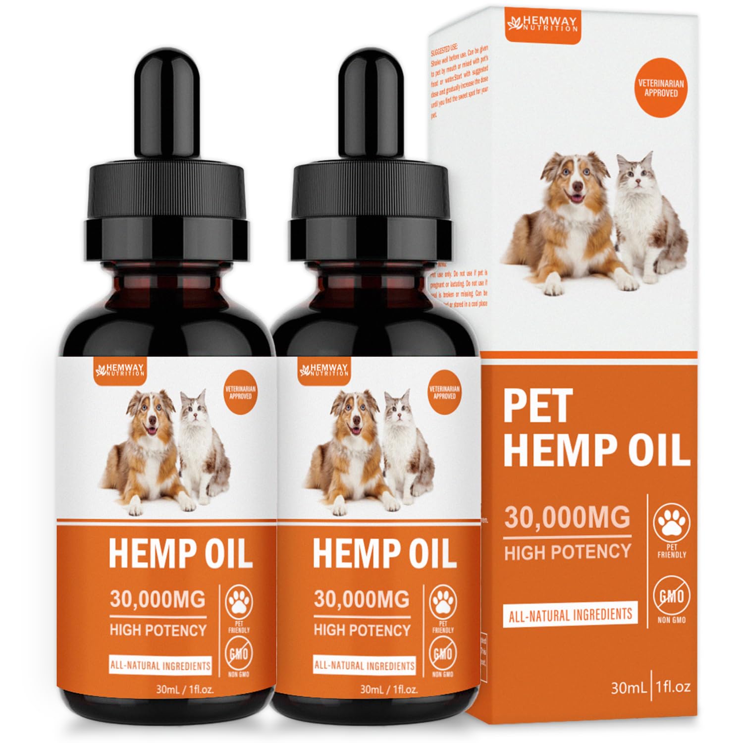 (2-Pack) Organic Hеmp Oil for Dogs and Cats - Pet Hеmp Drops for Anxiety Relief, Stress,Pain, Calming, Sleep, Arthritis - Treats Chews - Support Hip