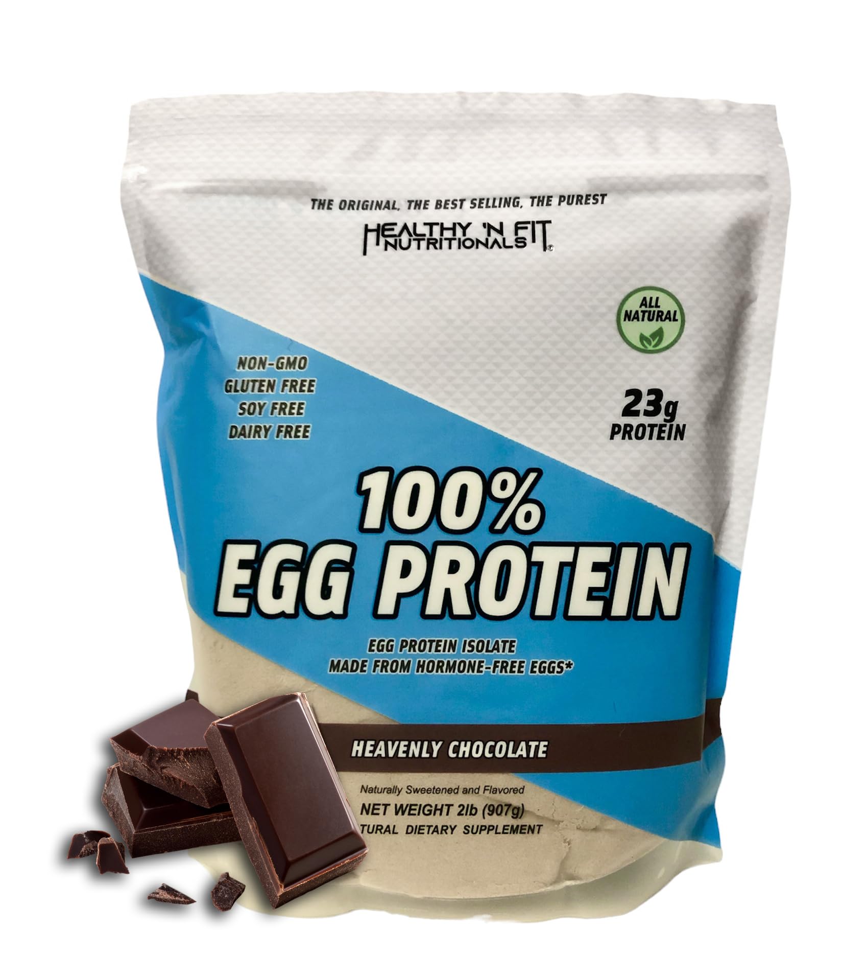Healthy 'N Fit 100% Egg Protein -Chocolate 2lb, Lactose Free, Sugar Free, Naturally Sweetened