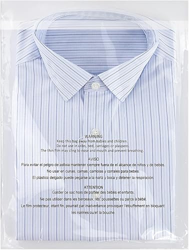 iMailer - 500 unidades - 12 x 15 pulgadas, bolsas de plástico transparente autosellantes de 1.6 mil con advertencia de asfixia para ropa, camisetas,
