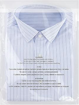 500 Count - 12" x 15", Self Seal 1.6 Mil Clear Plastic Poly Bags with Suffocation Warning for Clothing, T-Shirts, Pants-Resealable Adhesive,Not Strong