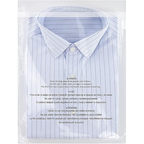 iMailer - 100 Count - 12" x 15" Clear Plastic Poly Bags with Suffocation Warning for Clothing, T-Shirts,Shipping, Packaging -Resealable Adhesive,Not Strong