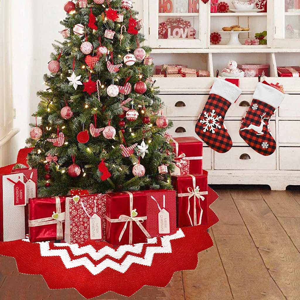 Falda de árbol de Navidad de 48 pulgadas, collar de árbol para decoraciones de Navidad, suministros de decoración de invierno y Año Nuevo
