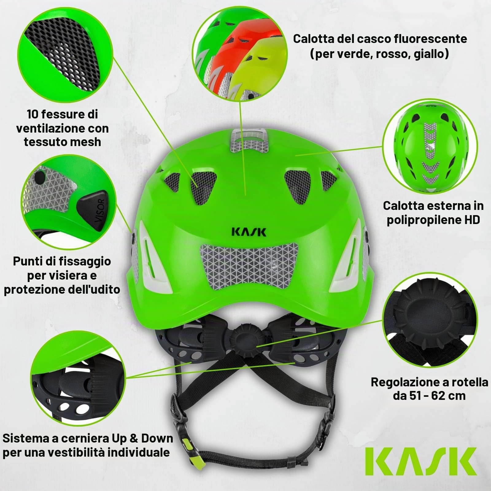 Casco da lavoro KASK SUPERPLASMA PL HI VIZ WHE00109-221 EN 12492 - yellow fluo