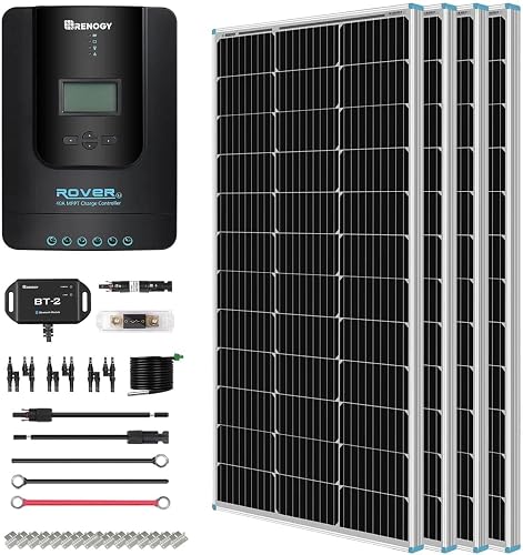 Renogy 400W 12V Premium Solar Kit with 40A MPPT Charge Controller, Bluetooth Monitoring, and Complete Hardware for Off-Grid Power