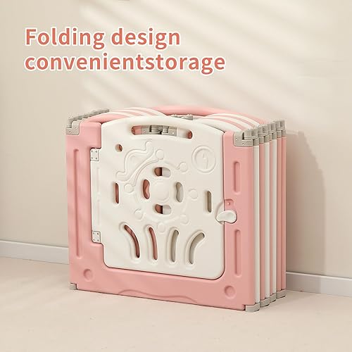 Miniatura 4 de Corralito plegable para bebés con panel de juego y puerta de seguridad, ventosa antideslizante de forma ajustable, bolígrafos de juego para bebés y