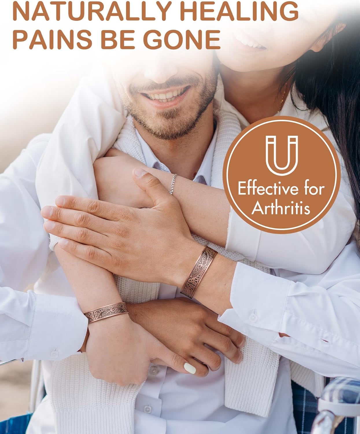 Feraco Pure Copper Bracelet for Men Women, Ultra Strength Magnetic Cuff Bangle for Men Women with 3500 Gauss Neodymium Magnets, 99.99% Copper Life Tree Jewelry, Adjustable - Image 6