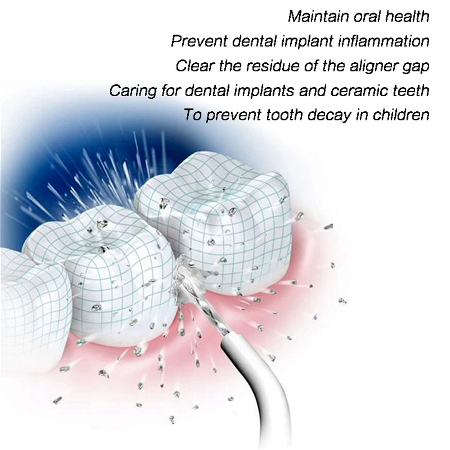 Irrigatore orale portatile, idropulsore dentale, spazzolino da denti, stuzzicadenti, irrigatore nasale, strumento per la pulizia dei denti, per la casa e i viaggi, con 4 ugelli