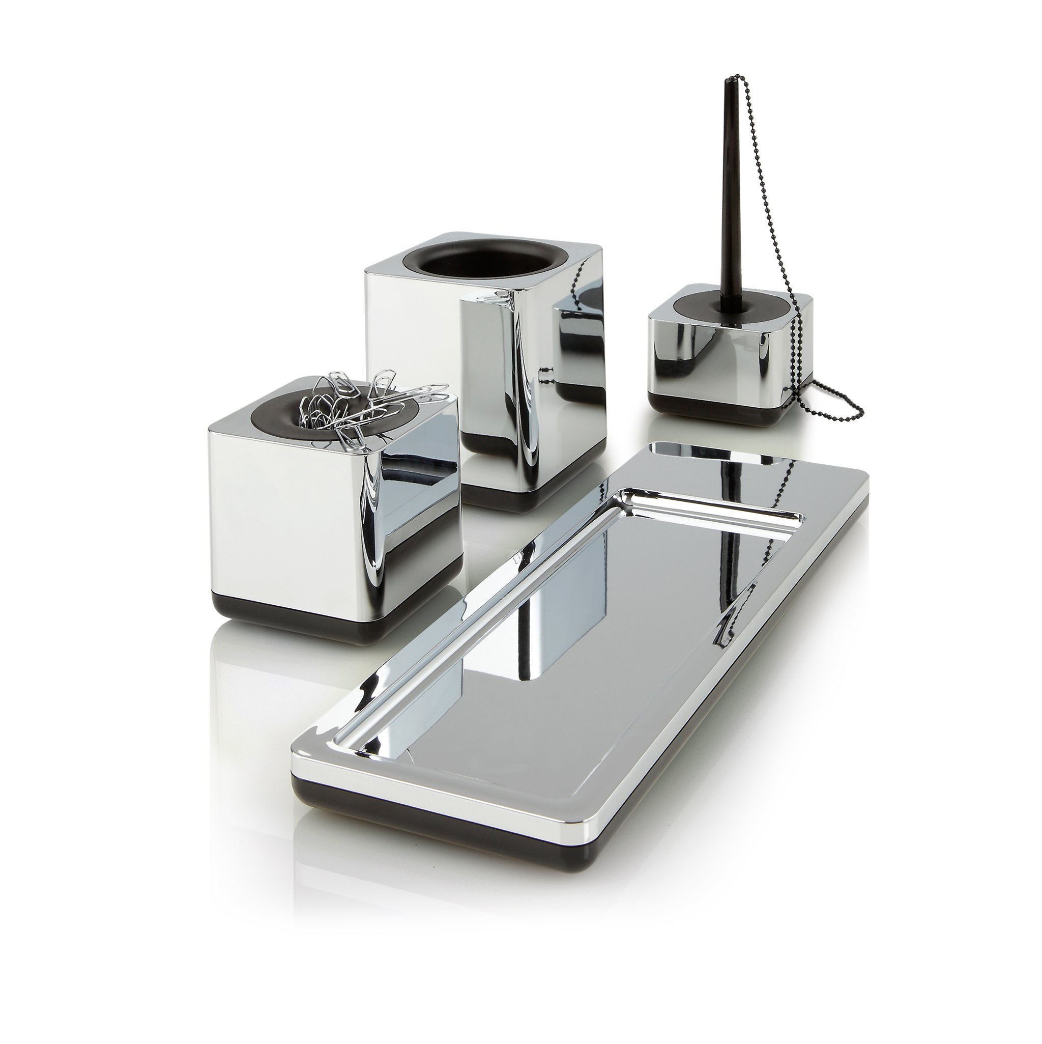 HAN 27652-88, distributeur de trombones i-Line CHROME, élégant et esthétique accessoire de qualité premium avec anneau magnétique, chrome