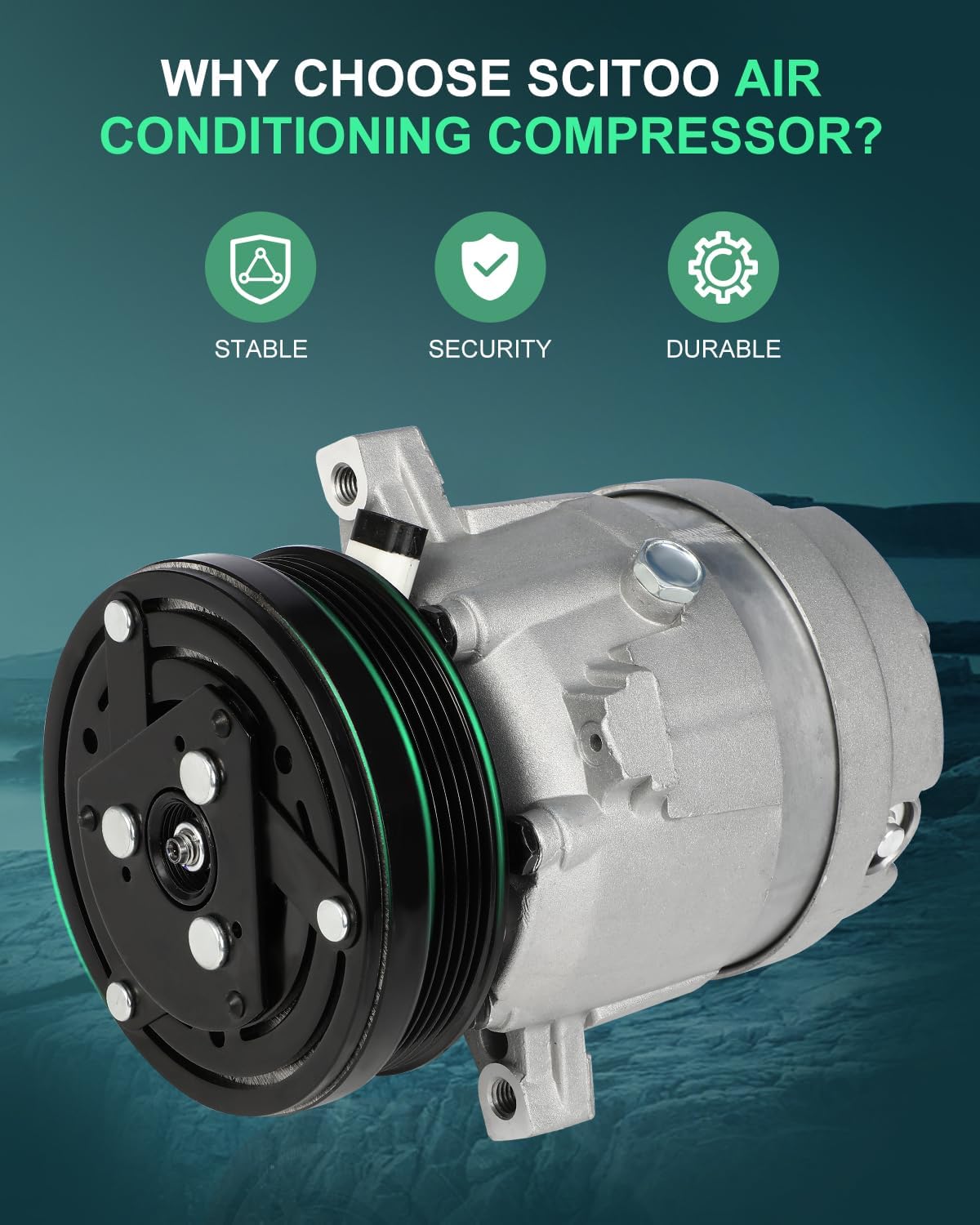 SCITOO AC Compressor fit for Buick for Skylark 2.3L 1994-1995, Air Conditioning Compressor fit for Chevrolet for Cavalier 2.2L 1994-2002, for Pontiac for Sunfire 2.3L 1995 10306260