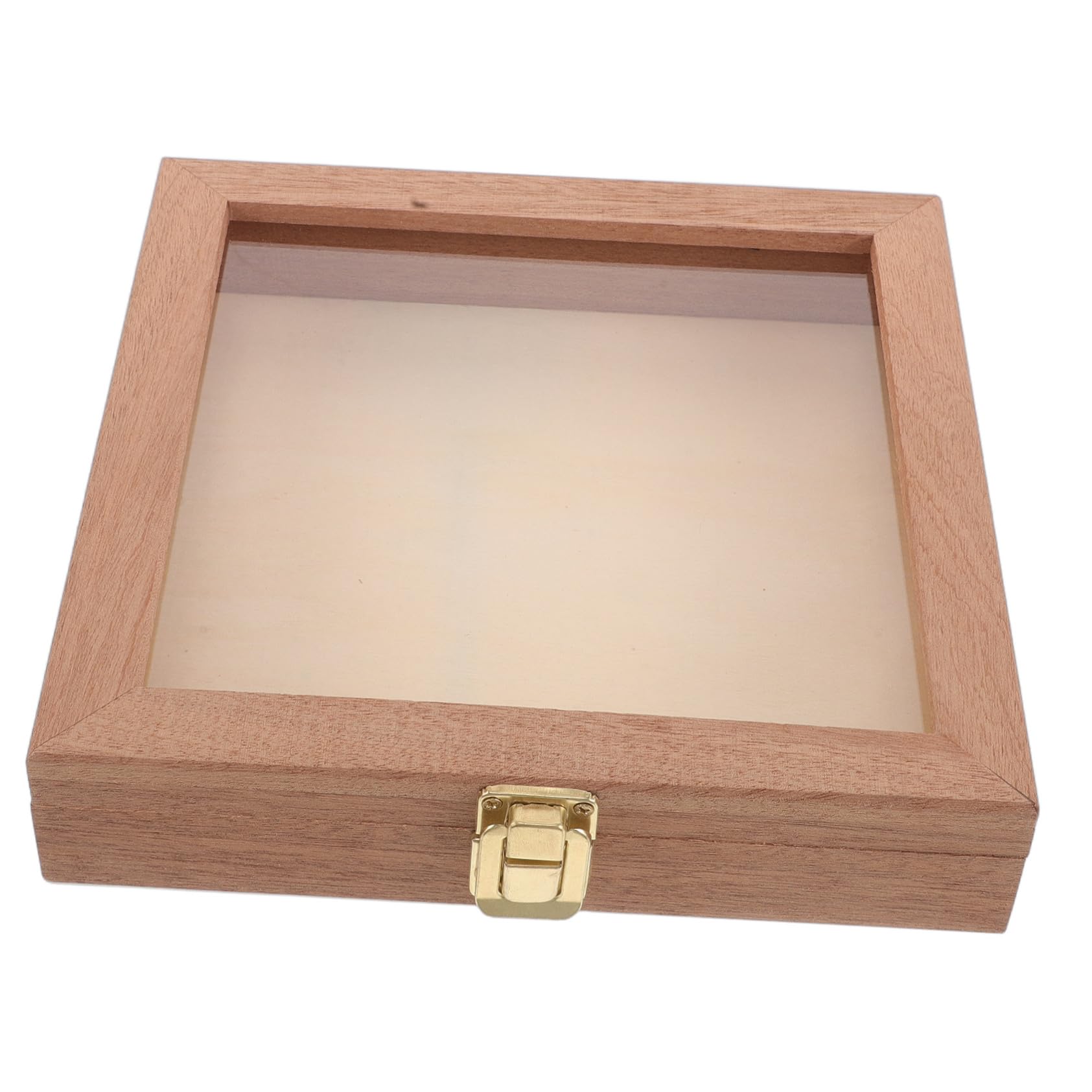 Boîte à bijoux bois massif coffret de rangement transparent avec organiseur carré